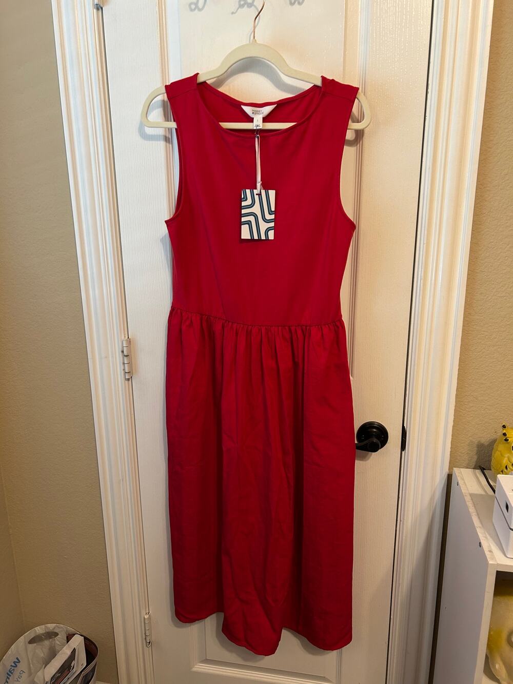 Red Midi Market & Spruce Sleeveless Dress L w/Pockets NWT